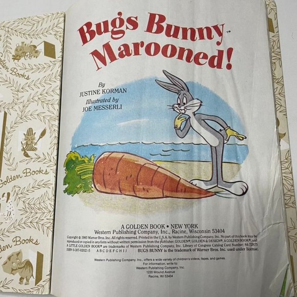 Bugs Bunny Marooned Little Golden Book 1985 Vintage Justine Korman u - Picture 4 of 7